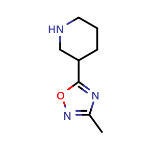 Chemical structure of 3-Methyl-5-(piperidin-3-yl)-1,2,4-oxadiazole , CAS 902837-17-6, AChemBlock AD272727
