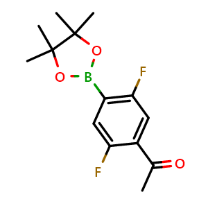 Chemical structure of 1-(2,5-Difluoro-4-(4,4,5,5-tetramethyl-1,3,2-dioxaborolan-2-yl)phenyl)ethan-1-one , CAS 1022154-80-8, AChemBlock AD272733