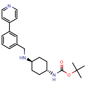 Chemical structure of 1,1-Dimethylethyl N-[trans-4-[[[3-(4-pyridinyl)phenyl]methyl]amino]cyclohexyl]carbamate , CAS 1060977-97-0, AChemBlock AD272743
