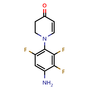 Chemical structure of 1-(4-Amino-2,3,6-trifluorophenyl)-2,3-dihydropyridin-4(1H)-one , CAS 1112968-95-2, AChemBlock AD272747