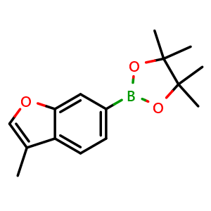 Chemical structure of 4,4,5,5-Tetramethyl-2-(3-methylbenzofuran-6-yl)-1,3,2-dioxaborolane , CAS 1132943-82-8, AChemBlock AD272749