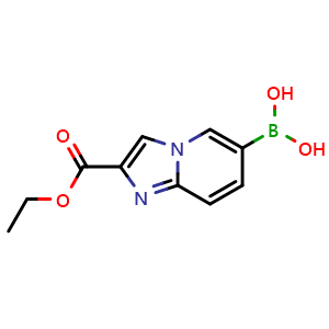 Chemical structure of (2-(Ethoxycarbonyl)imidazo[1,2-a]pyridin-6-yl)boronic acid , CAS 1167625-98-0, AChemBlock AD272751