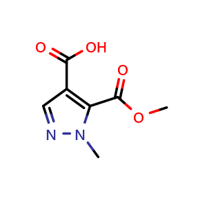 Chemical structure of 5-(Methoxycarbonyl)-1-methyl-1h-pyrazole-4-carboxylic acid , CAS 1172798-36-5, AChemBlock AD272752