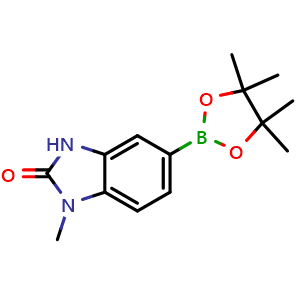 Chemical structure of 1-Methyl-5-(4,4,5,5-tetramethyl-1,3,2-dioxaborolan-2-yl)-1,3-dihydro-2H-benzo[d]imidazol-2-one , CAS 1187968-73-5, AChemBlock AD272754