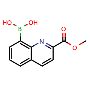 Chemical structure of (2-(Methoxycarbonyl)quinolin-8-yl)boronic acid , CAS 1242446-33-8, AChemBlock AD272764