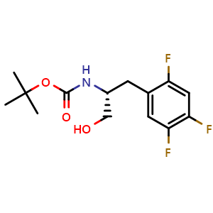 Chemical structure of tert-Butyl (R)-(1-hydroxy-3-(2,4,5-trifluorophenyl)propan-2-yl)carbamate , CAS 1246220-99-4, AChemBlock AD272766