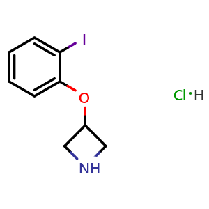 Chemical structure of 3-(2-Iodophenoxy)azetidine hydrochloride , CAS 1266334-32-0, AChemBlock AD272770