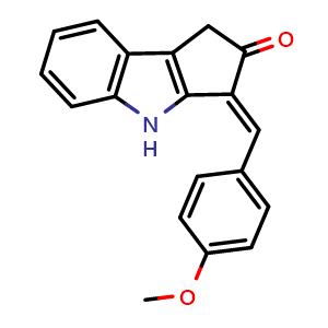 Chemical structure of (E)-3-(4-Methoxybenzylidene)-3,4-dihydrocyclopenta[b]indol-2(1H)-one , CAS 1320213-48-6, AChemBlock AD272775