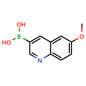 Chemical structure of (6-Methoxyquinolin-3-yl)boronic acid , CAS 1416322-28-5, AChemBlock AD272793