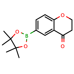 Chemical structure of 6-(Tetramethyl-1,3,2-dioxaborolan-2-yl)-2,3-dihydro-1-benzopyran-4-one , CAS 1421659-47-3, AChemBlock AD272796