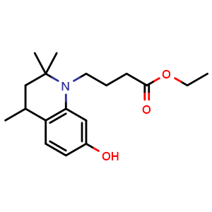 Chemical structure of Ethyl 4-(7-hydroxy-2,2,4-trimethyl-3,4-dihydroquinolin-1(2H)-yl)butanoate , CAS 1448822-28-3, AChemBlock AD272811