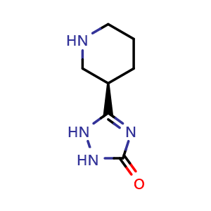 Chemical structure of (R)-5-(Piperidin-3-yl)-1,2-dihydro-3H-1,2,4-triazol-3-one , CAS 1604276-10-9, AChemBlock AD272819