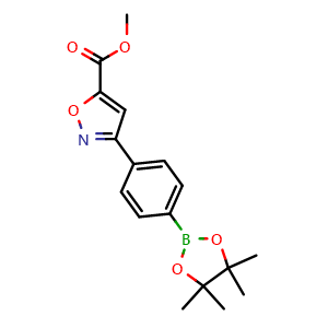 Chemical structure of Methyl 3-(4-(4,4,5,5-tetramethyl-1,3,2-dioxaborolan-2-yl)phenyl)isoxazole-5-carboxylate , CAS 1620955-88-5, AChemBlock AD272823