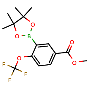 Chemical structure of Methyl 3-(4,4,5,5-tetramethyl-1,3,2-dioxaborolan-2-yl)-4-(trifluoromethoxy)benzoate , CAS 1803321-09-6, AChemBlock AD272844