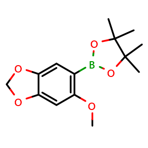 Chemical structure of 2-(6-Methoxybenzo[d][1,3]dioxol-5-yl)-4,4,5,5-tetramethyl-1,3,2-dioxaborolane , CAS 1878120-20-7, AChemBlock AD272851