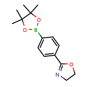 Chemical structure of 2-(4-(4,4,5,5-Tetramethyl-1,3,2-dioxaborolan-2-yl)phenyl)-4,5-dihydrooxazole , CAS 1883760-73-3, AChemBlock AD272852
