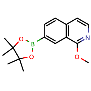 Chemical structure of 1-Methoxy-7-(4,4,5,5-tetramethyl-1,3,2-dioxaborolan-2-yl)isoquinoline , CAS 1884378-39-5, AChemBlock AD272853