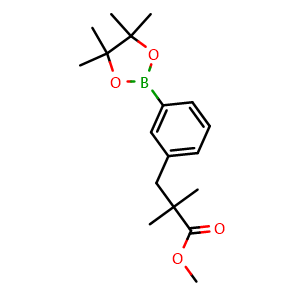 Chemical structure of Methyl 2,2-dimethyl-3-(3-(4,4,5,5-tetramethyl-1,3,2-dioxaborolan-2-yl)phenyl)propanoate , CAS 1917297-41-6, AChemBlock AD272861