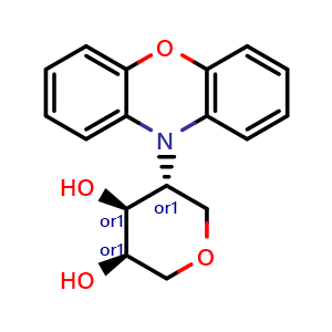 Chemical structure of rel-(3R,4S,5R)-5-(10H-phenoxazin-10-yl)tetrahydro-2H-pyran-3,4-diol , CAS 2079095-04-6, AChemBlock AD272875