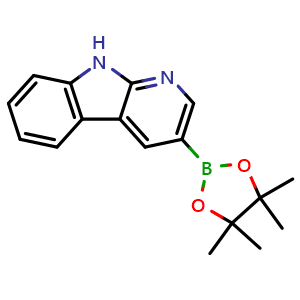 Chemical structure of 3-(4,4,5,5-Tetramethyl-1,3,2-dioxaborolan-2-yl)-9H-pyrido[2,3-b]indole , CAS 2097056-01-2, AChemBlock AD272883