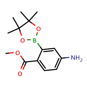 Chemical structure of Methyl 4-amino-2-(tetramethyl-1,3,2-dioxaborolan-2-yl)benzoate , CAS 2105955-45-9, AChemBlock AD272887