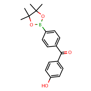 Chemical structure of (4-Hydroxyphenyl)(4-(4,4,5,5-tetramethyl-1,3,2-dioxaborolan-2-yl)phenyl)methanone , CAS 2231806-42-9, AChemBlock AD272904