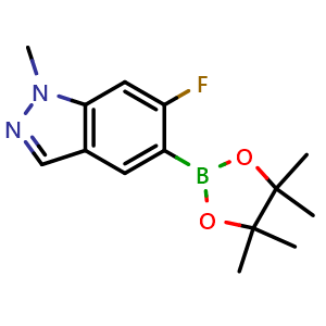 Chemical structure of 6-Fluoro-1-methyl-5-(4,4,5,5-tetramethyl-1,3,2-dioxaborolan-2-yl)-1H-indazole , CAS 2254147-04-9, AChemBlock AD272915