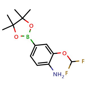 Chemical structure of 2-(Difluoromethoxy)-4-(4,4,5,5-tetramethyl-1,3,2-dioxaborolan-2-yl)aniline , CAS 2370026-60-9, AChemBlock AD272923