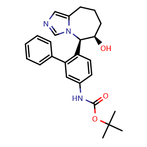Chemical structure of tert-Butyl (6-((5R,6R)-6-hydroxy-6,7,8,9-tetrahydro-5H-imidazo[1,5-a]azepin-5-yl)-[1,1'-biphenyl]-3-yl)carbamate , CAS 2375741-77-6, AChemBlock AD272925
