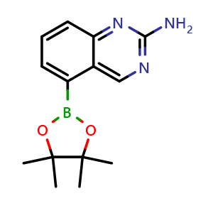 Chemical structure of 5-(Tetramethyl-1,3,2-dioxaborolan-2-yl)quinazolin-2-amine , CAS 2377609-64-6, AChemBlock AD272926