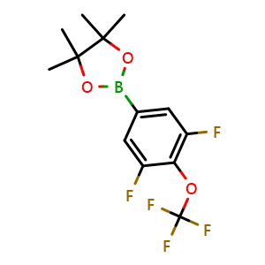 Chemical structure of 2-(3,5-Difluoro-4-(trifluoromethoxy)phenyl)-4,4,5,5-tetramethyl-1,3,2-dioxaborolane , CAS 2379460-31-6, AChemBlock AD272928