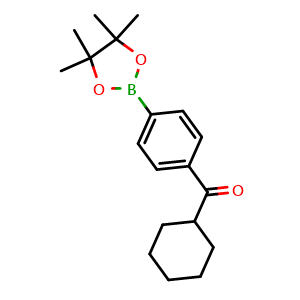 Chemical structure of Cyclohexyl(4-(4,4,5,5-tetramethyl-1,3,2-dioxaborolan-2-yl)phenyl)methanone , CAS 2417654-56-7, AChemBlock AD272940