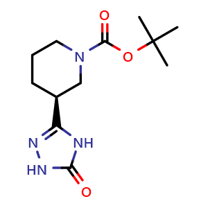 Chemical structure of tert-Butyl (S)-3-(5-oxo-4,5-dihydro-1H-1,2,4-triazol-3-yl)piperidine-1-carboxylate , CAS 2438900-74-2, AChemBlock AD272942
