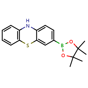 Chemical structure of 3-(4,4,5,5-Tetramethyl-1,3,2-dioxaborolan-2-yl)-10H-phenothiazine , CAS 2513535-88-9, AChemBlock AD272944