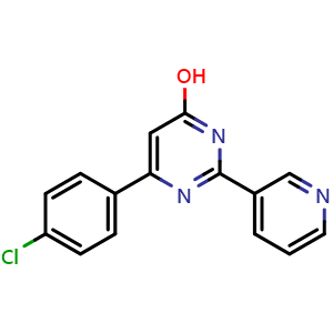 Chemical structure of 6-(4-Chlorophenyl)-2-(pyridin-3-yl)pyrimidin-4-ol , CAS 2514946-77-9, AChemBlock AD272945