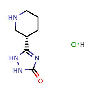 Chemical structure of (S)-5-(Piperidin-3-yl)-1,2-dihydro-3H-1,2,4-triazol-3-one hydrochloride , CAS 2517682-60-7, AChemBlock AD272946