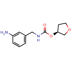 Chemical structure of (S)-Tetrahydrofuran-3-yl (3-aminobenzyl)carbamate , CAS 267406-34-8, AChemBlock AD272954