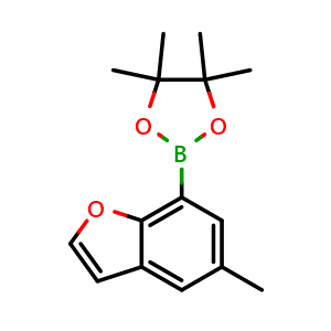 Chemical structure of 4,4,5,5-Tetramethyl-2-(5-methylbenzofuran-7-yl)-1,3,2-dioxaborolane , CAS 2881064-03-3, AChemBlock AD272976