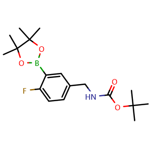 Chemical structure of tert-Butyl (4-fluoro-3-(4,4,5,5-tetramethyl-1,3,2-dioxaborolan-2-yl)benzyl)carbamate , CAS 2922810-76-0, AChemBlock AD272979