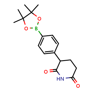 Chemical structure of 3-(4-(4,4,5,5-Tetramethyl-1,3,2-dioxaborolan-2-yl)phenyl)piperidine-2,6-dione , CAS 3027262-96-7, AChemBlock AD272991