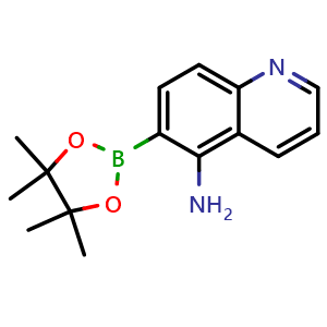 Chemical structure of 6-(4,4,5,5-Tetramethyl-1,3,2-dioxaborolan-2-yl)quinolin-5-amine , CAS 3056088-92-4, AChemBlock AD273003