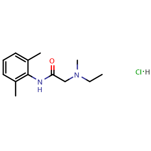 Chemical structure of N-(2,6-dimethylphenyl)-2-(ethyl(methyl)amino)acetamide hydrochloride , CAS 50295-20-0, AChemBlock AD273010