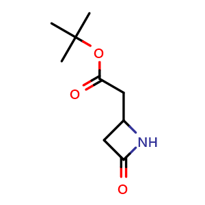Chemical structure of tert-Butyl 2-(4-oxoazetidin-2-yl)acetate , CAS 88598-15-6, AChemBlock AD273029
