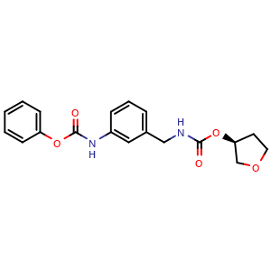 Chemical structure of (S)-Tetrahydrofuran-3-yl (3-((phenoxycarbonyl)amino)benzyl)carbamate , CAS 914810-54-1, AChemBlock AD273036