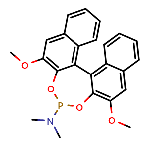 Chemical structure of 2,6-Dimethoxy-N,N-dimethyldinaphtho[2,1-d:1′,2′-f][1,3,2]dioxaphosphepin-4-amine , CAS 960325-28-4, AChemBlock AD273042