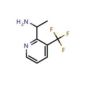 Chemical structure of 1-(3-(trifluoromethyl)pyridin-2-yl)ethan-1-amine , CAS 1270418-28-4, AChemBlock AD273052