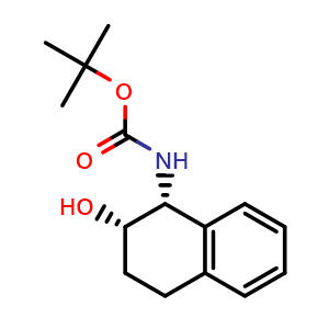 Chemical structure of (1R,2S)-tert-butyl 2-hydroxy-1,2,3,4-tetrahydronaphthalen-1-ylcarbamate , CAS 1160187-72-3, AChemBlock AD273057