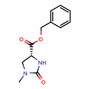 Chemical structure of (R)-Benzyl 1-methyl-2-oxo-imidazolidine-4-carboxylate , CAS 1254700-17-8, AChemBlock AD273060