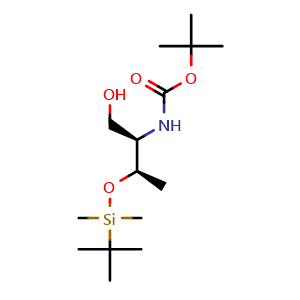 Chemical structure of (2R,3R)-2-(tert-butoxycarbonylamino)-3-O-(tert-butyldimethylsilyl)-1,3-butanediol , CAS 152491-86-6, AChemBlock AD273067