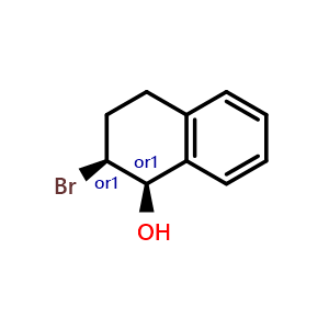 Chemical structure of cis-2-bromo-1,2,3,4-tetrahydronaphthalen-1-ol , CAS 1678502-31-2, AChemBlock AD273071